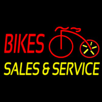 Red Bikes Yellow Sales And Service Neonskylt