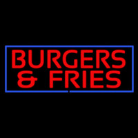 Red Burgers And Fries With Blue Border Neonskylt