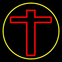 Red Christian Cross Neonskylt