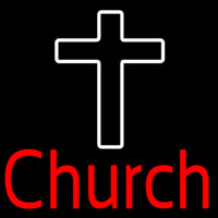 Red Church With Cross Neonskylt