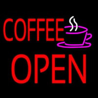 Red Coffee Open Block Logo Neonskylt