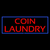 Red Coin Laundry Blue Border Neonskylt