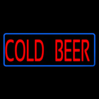 Red Cold Beer With Blue Border Neonskylt