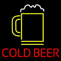 Red Cold Beer With Yellow Mug Neonskylt