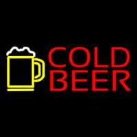 Red Cold Beer With Yellow Mug Neonskylt