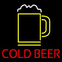 Red Cold Beer With Yellow Mug Real Neon Glass Tube Neonskylt
