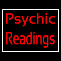 Red Cursive Psychic Readings With White Border Neonskylt