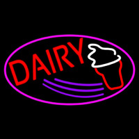 Red Dairy With Oval Neonskylt