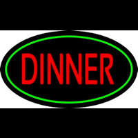 Red Dinner Oval Green Neonskylt