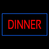 Red Dinner Rectangle Blue Neonskylt