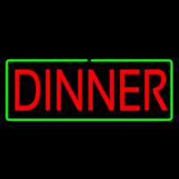 Red Dinner With Green Border Neonskylt