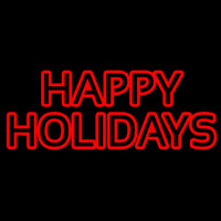 Red Double Stroke Happy Holidays Neonskylt