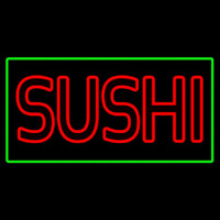 Red Double Stroke Sushi With Green Border Neonskylt