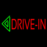 Red Drive In Green Arrow Block Neonskylt