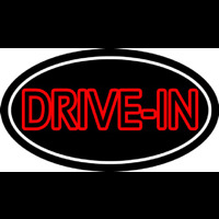 Red Drive In With White Border Neonskylt