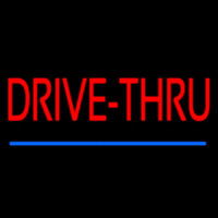 Red Drive Thru Blue Line Neonskylt