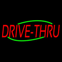 Red Drive Thru Neonskylt