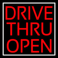 Red Drive Thru Open Neonskylt