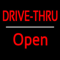 Red Drive Thru Open White Line Neonskylt