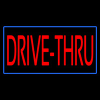 Red Drive Thru With Blue Border Neonskylt