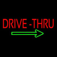 Red Drive Thru With Green Arrow Neonskylt