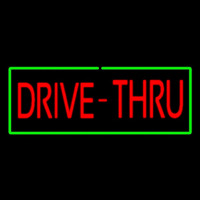 Red Drive Thru With Green Border Neonskylt