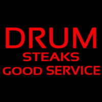 Red Drum Steaks Good Service Block Neonskylt