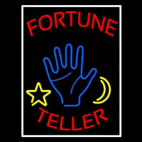 Red Fortune Teller With Logo And White Border Neonskylt