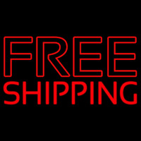 Red Free Shipping Block Neonskylt
