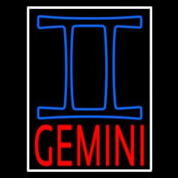 Red Gemini White Border Neonskylt