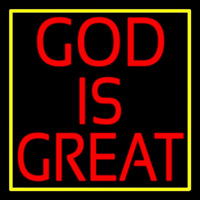 Red God Is Great With Border Neonskylt