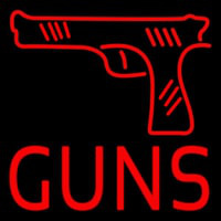 Red Guns Block Neonskylt