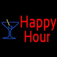 Red Happy Hour With Blue Martini Glass Neonskylt