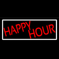 Red Happy Hour With White Border Neonskylt