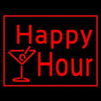 Red Happy Hour With Wine Glass Neonskylt
