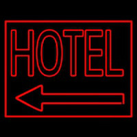 Red Hotel With Arrow Neonskylt