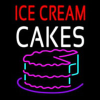 Red Ice Cream Cakes Logo Neonskylt