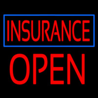 Red Insurance Blue Border Open Block Neonskylt