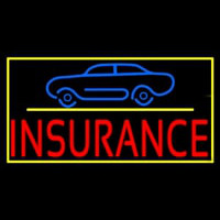 Red Insurance Car Logo With Yellow Border Neonskylt