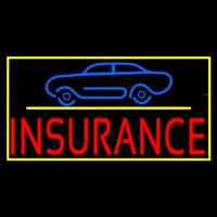 Red Insurance Car Logo With Yellow Border Neonskylt