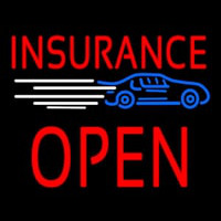 Red Insurance Open Block Car Logo Neonskylt