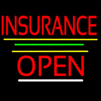 Red Insurance Open Yellow Line Neonskylt