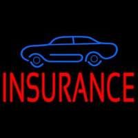 Red Insurance With Blue Car Neonskylt