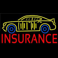 Red Insurance Yellow Car Logo Neonskylt