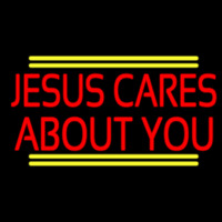 Red Jesus Cares About You Neonskylt
