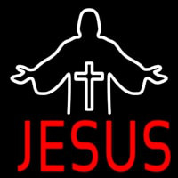 Red Jesus Christian Cross Neonskylt
