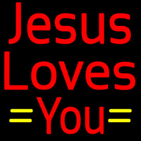 Red Jesus Loves You Neonskylt