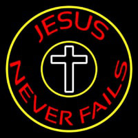 Red Jesus Never Fails With Border Neonskylt