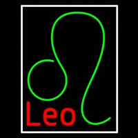 Red Leo Zodiac White Border Neonskylt