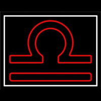 Red Libra White Border Neonskylt